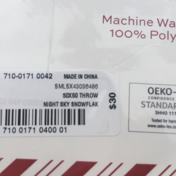 NIGHT SKY SNOWFLAKE VELVET PLUSH THROW BLANKET North Pole Trading Co. 50x60 NEW - Picture 4 of 4